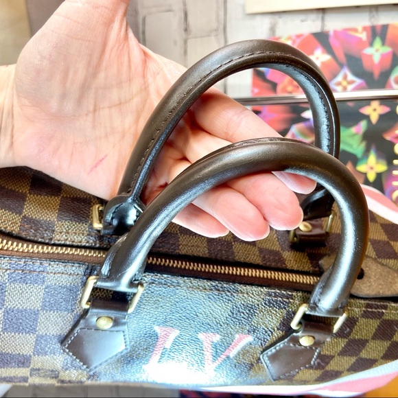 Louis Vuitton Damier Ebene Speedy 30 custom painted with key Cles pouch - Picture 5 of 15